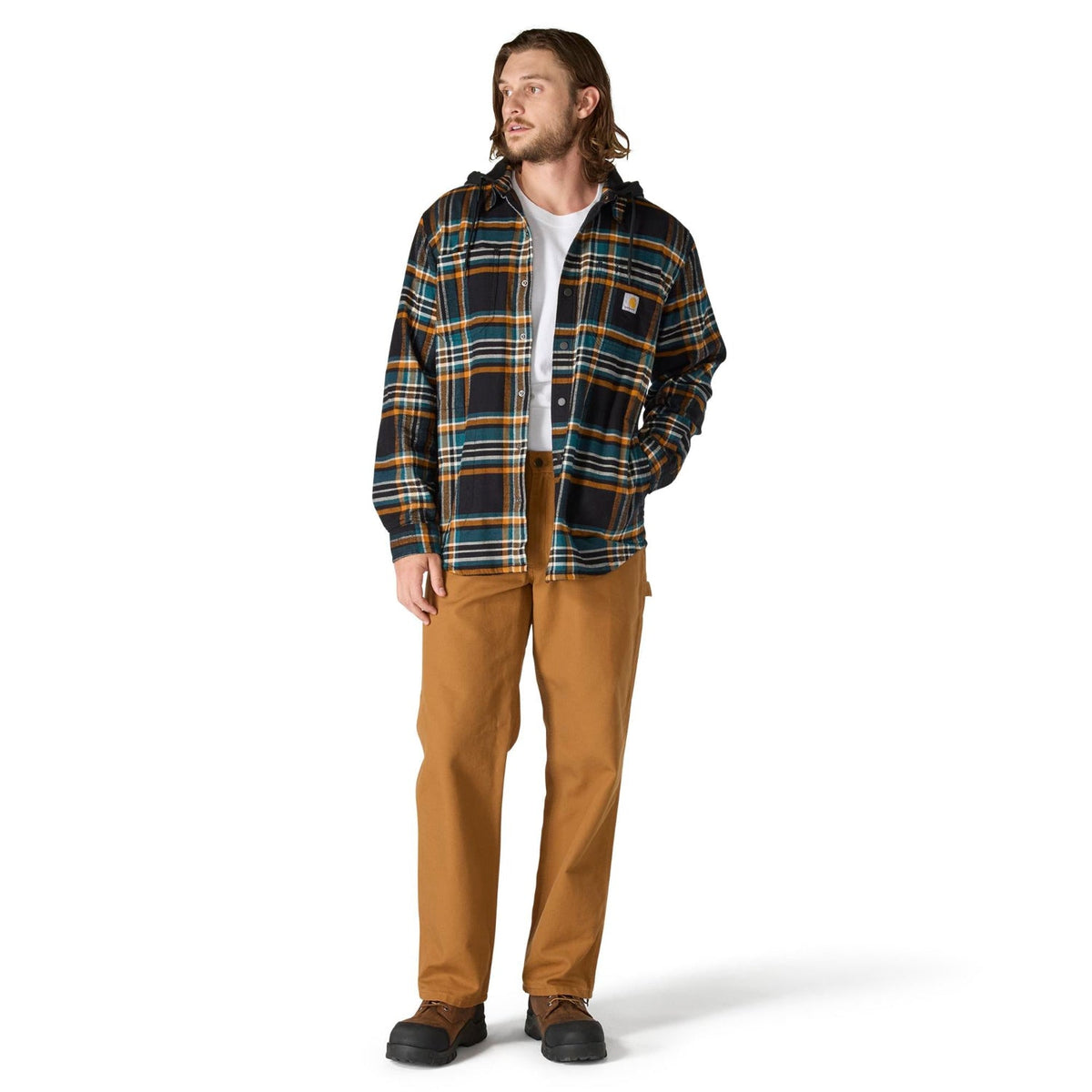 Carhartt Men's Rugged Flex Fleece Lined Long Sleeve Flannel Shirt Jac Long Sleeve T-Shirts Carhartt