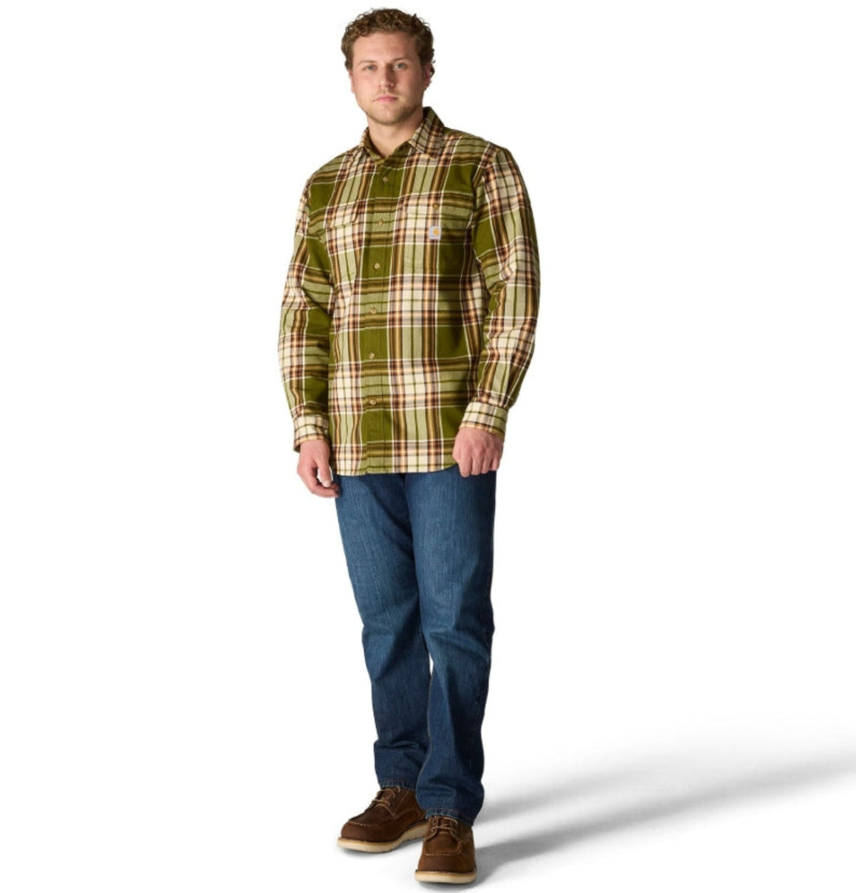 Carhartt Men's Loose Fit Heavyweight Long Sleeve Flannel Plaid Work Shirt Work Shirts Carhartt