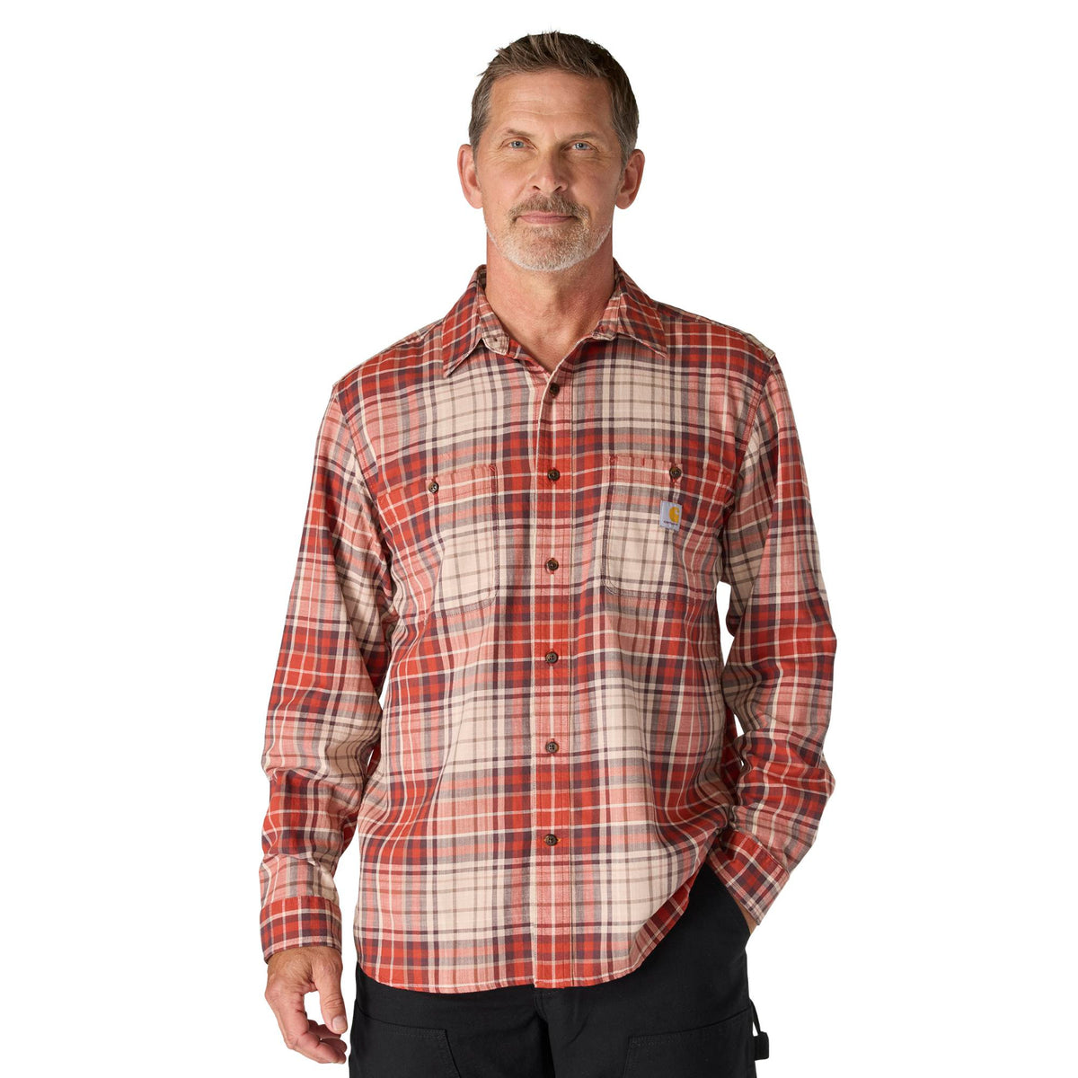 Carhartt Men's Rugged Flex® Relaxed Fit Lightweight Long Sleeve Work Shirt Work Shirts Carhartt Spice Red 2XL Reg