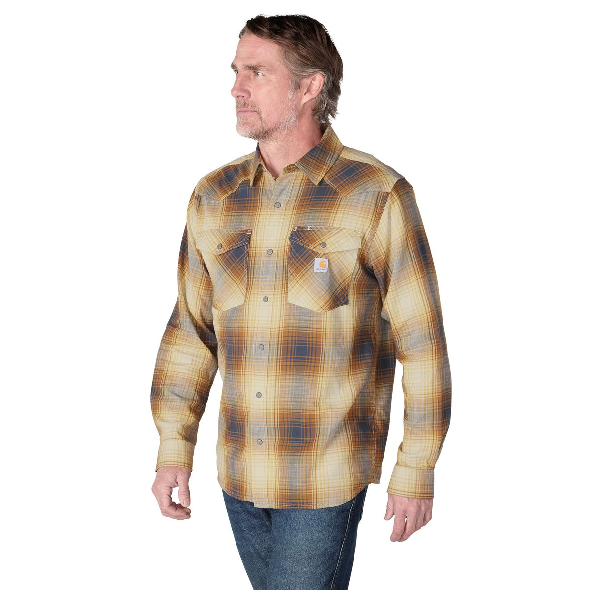 Carhartt Men's Montana Relaxed Fit Lightweight Snap-Front Long Sleeve Plaid Shirt Work Shirts Carhartt