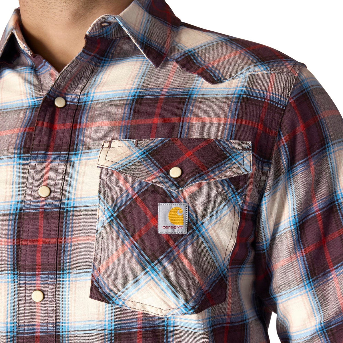 Carhartt Men's Montana Relaxed Fit Lightweight Snap-Front Long Sleeve Plaid Shirt Work Shirts Carhartt