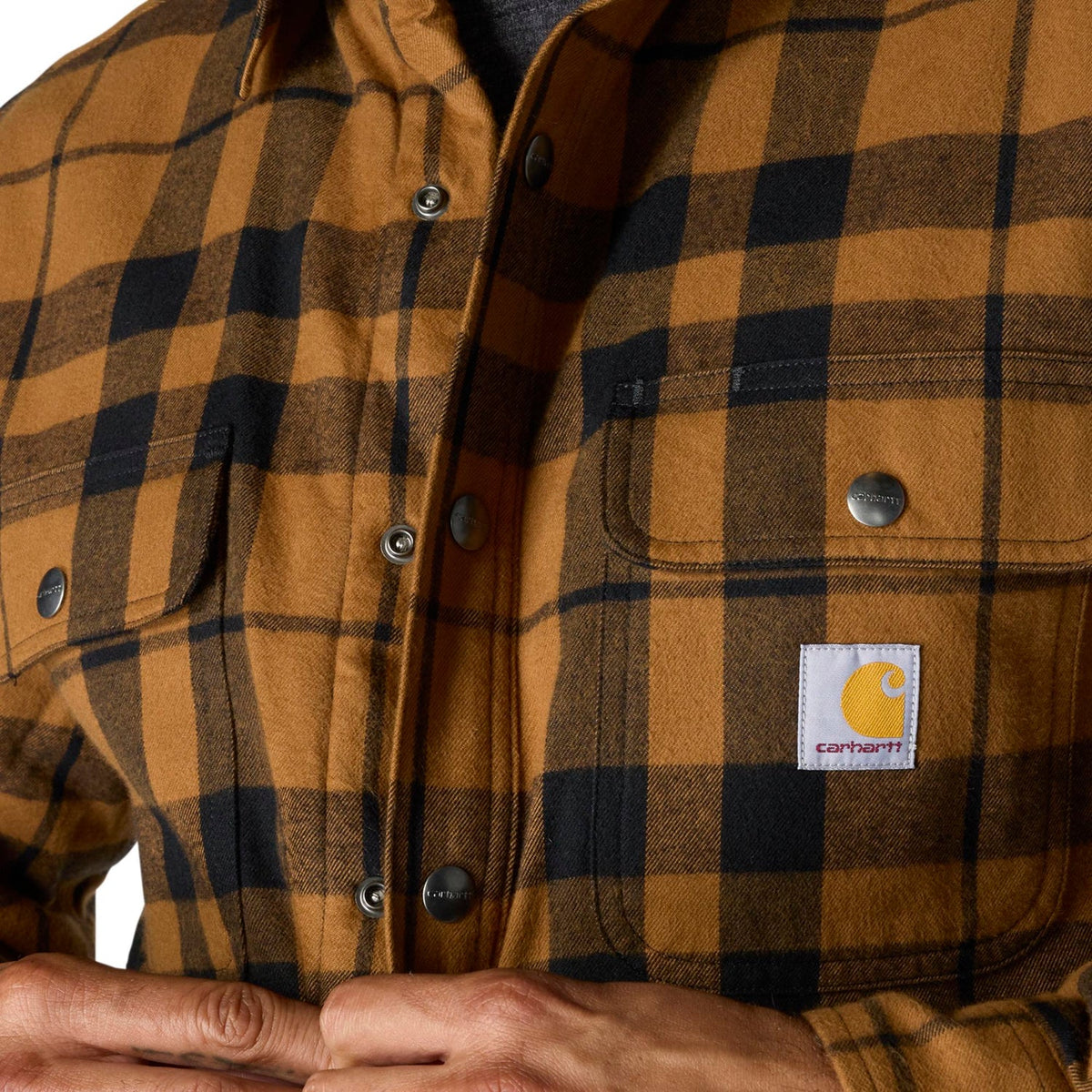 Carhartt Men's Relaxed Fit Sherpa-Lined Long Sleeve Flannel Shirt Jac Long Sleeve T-Shirts Carhartt