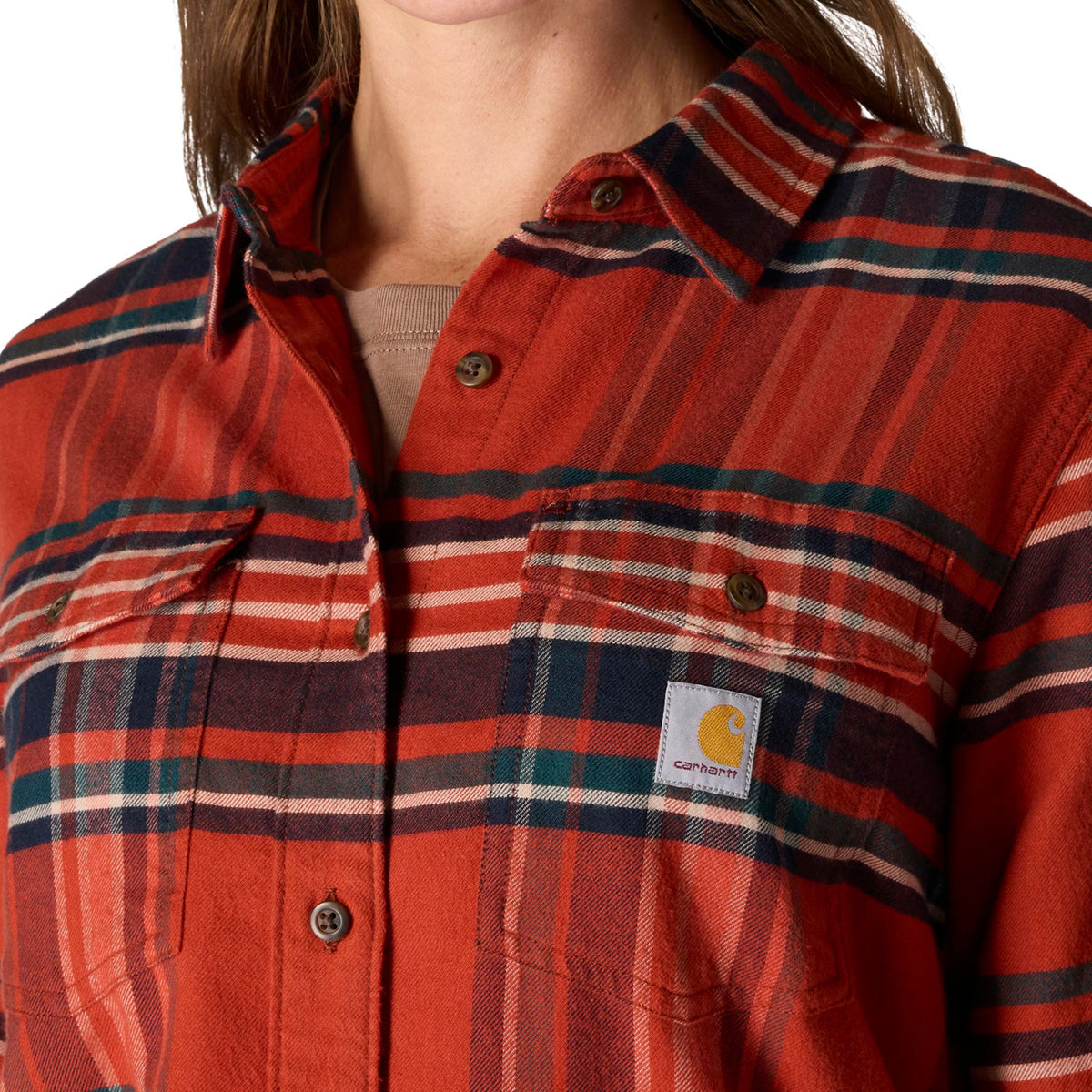 Carhartt Women's TENCEL™ Relaxed Fit Plaid Long Sleeve Work Shirt Work Shirts Carhartt