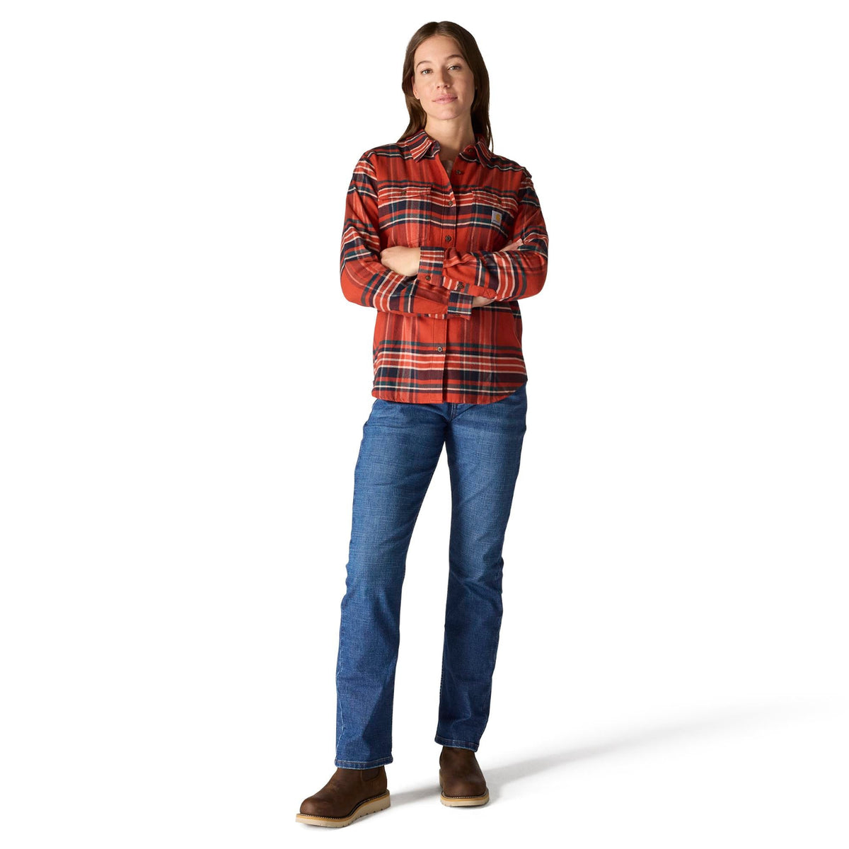 Carhartt Women's TENCEL™ Relaxed Fit Plaid Long Sleeve Work Shirt Work Shirts Carhartt