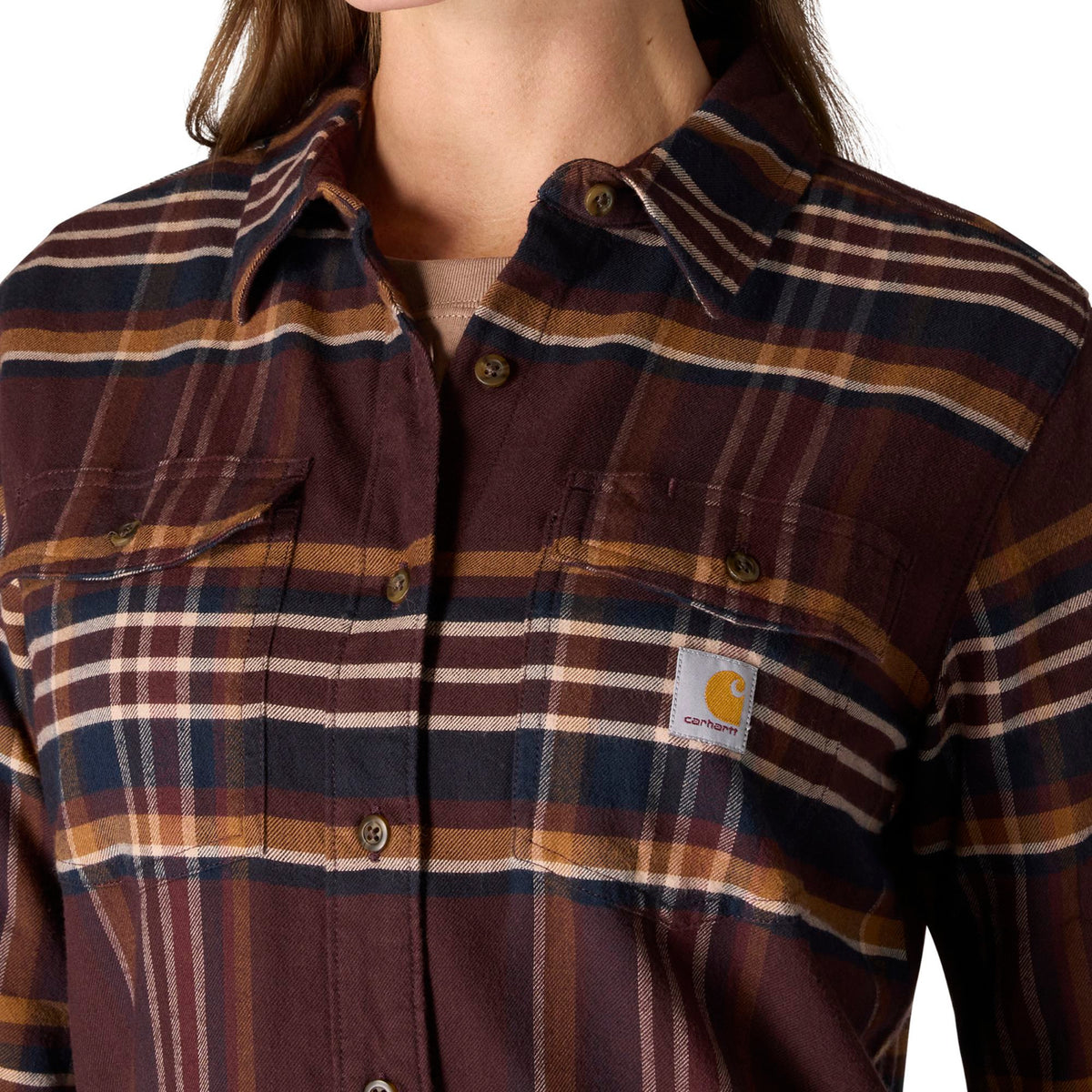 Carhartt Women's TENCEL™ Relaxed Fit Plaid Long Sleeve Work Shirt Work Shirts Carhartt