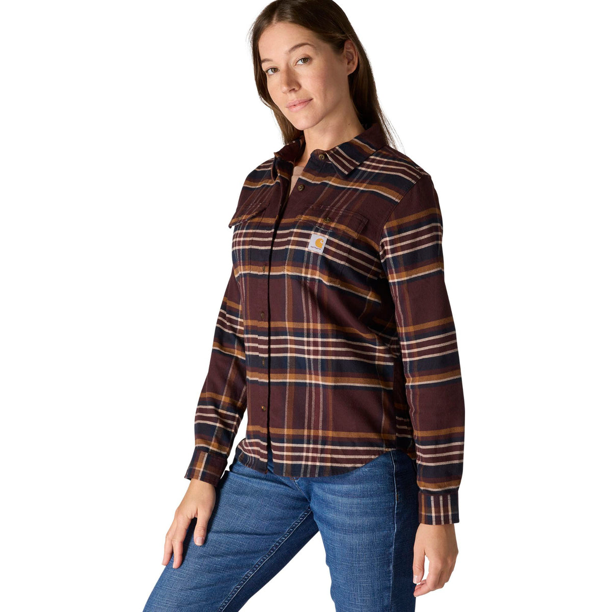 Carhartt Women's TENCEL™ Relaxed Fit Plaid Long Sleeve Work Shirt Work Shirts Carhartt