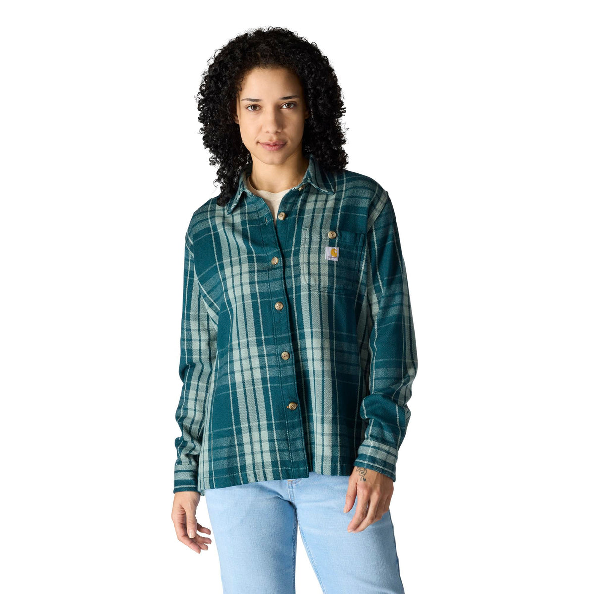 Carhartt Women&#39;s TENCEL™ Loose Fit Twill Plaid Long Sleeve Work Shirt - Work World - Workwear, Work Boots, Safety Gear