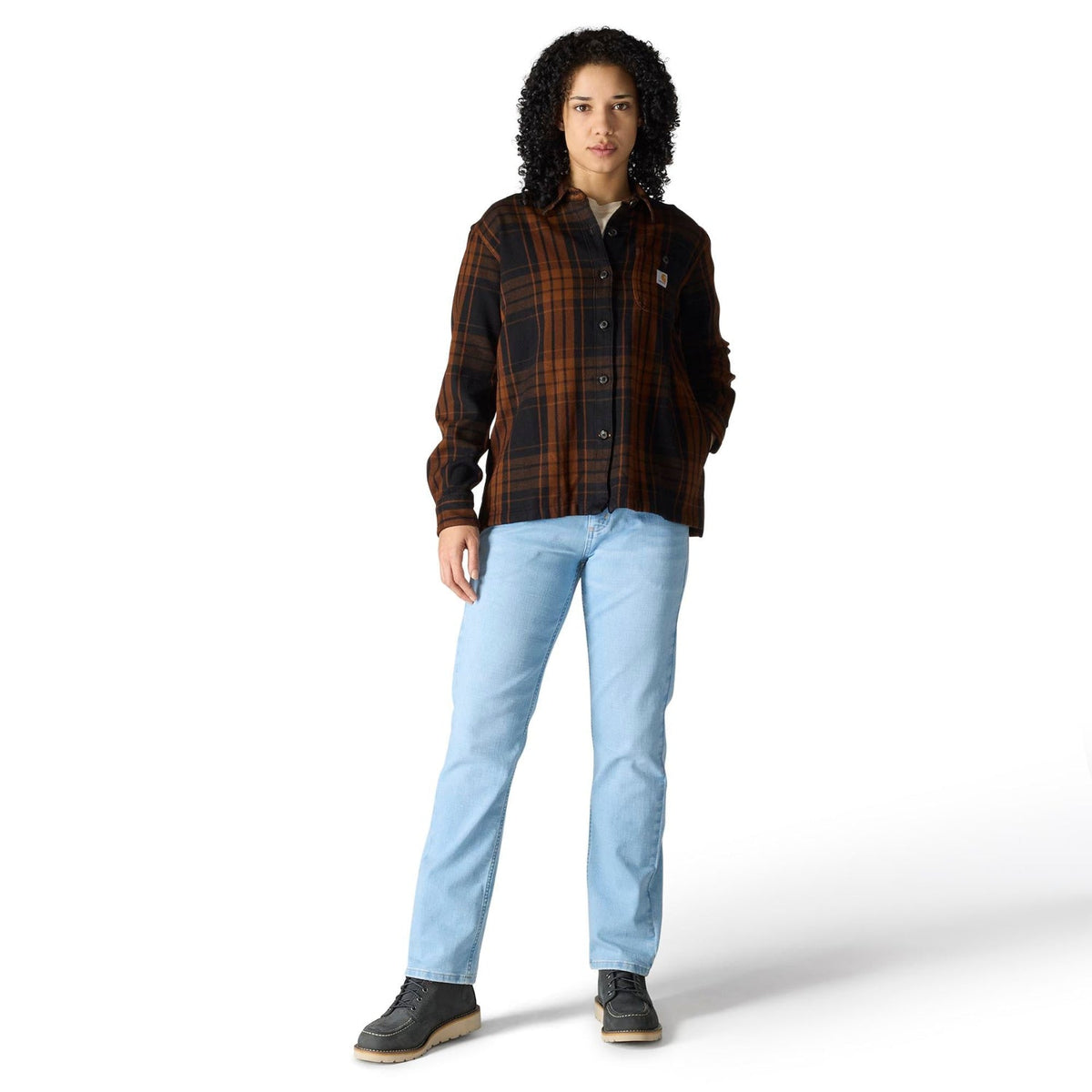 Carhartt Women's TENCEL™ Loose Fit Twill Plaid Long Sleeve Work Shirt Work Shirts Carhartt