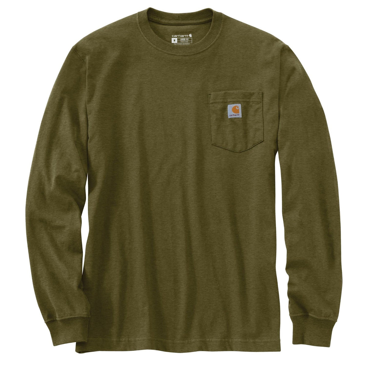 Carhartt Men's Loose Fit Heavyweight Pocket Long Sleeve Graphic T-Shirt Long Sleeve T-Shirts Carhartt Dark Bronzed Green Heather 2XL Reg