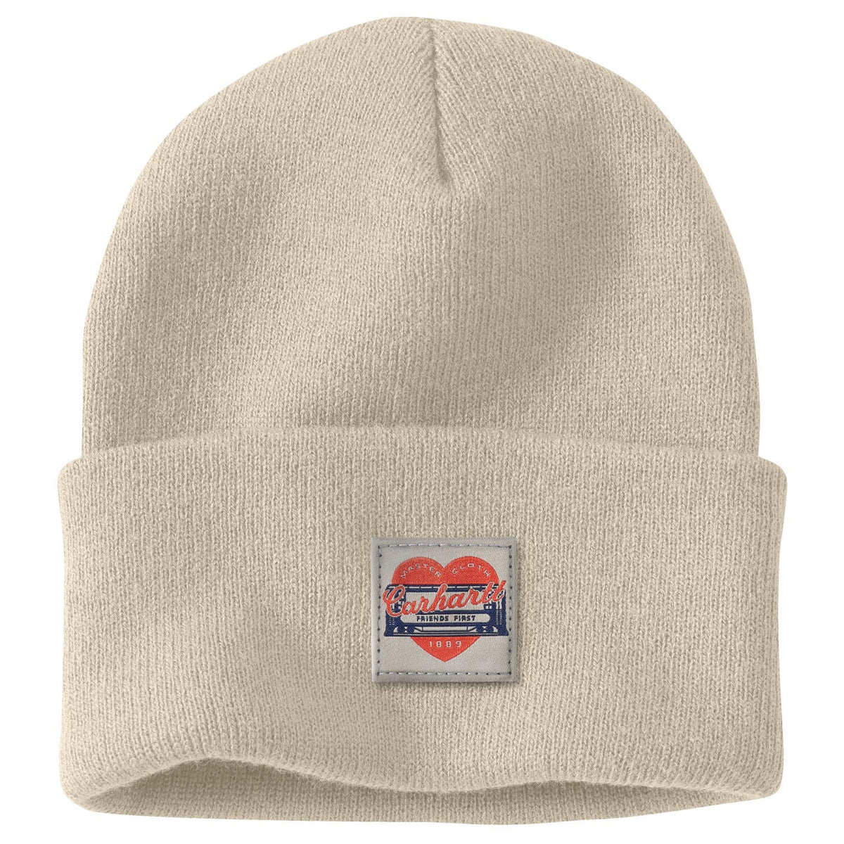 Carhartt Women's Rib Knit Heart Patch Logo Beanie Hats & Caps Carhartt Oat Milk OS