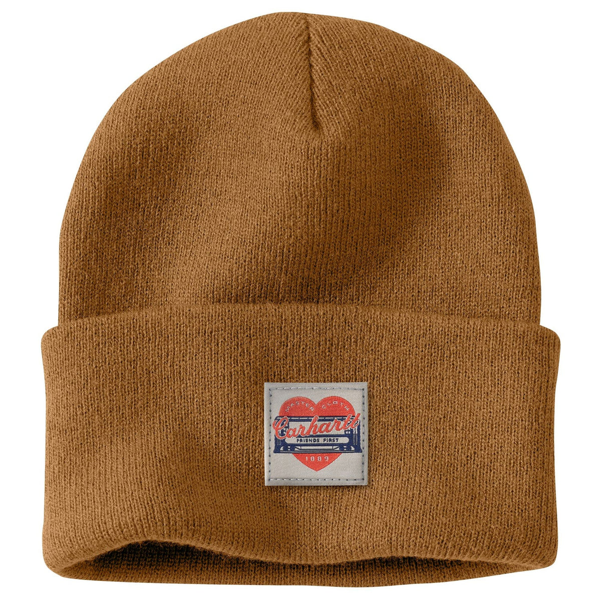 Carhartt Women's Rib Knit Heart Patch Logo Beanie Hats & Caps Carhartt Carhartt Brown OS