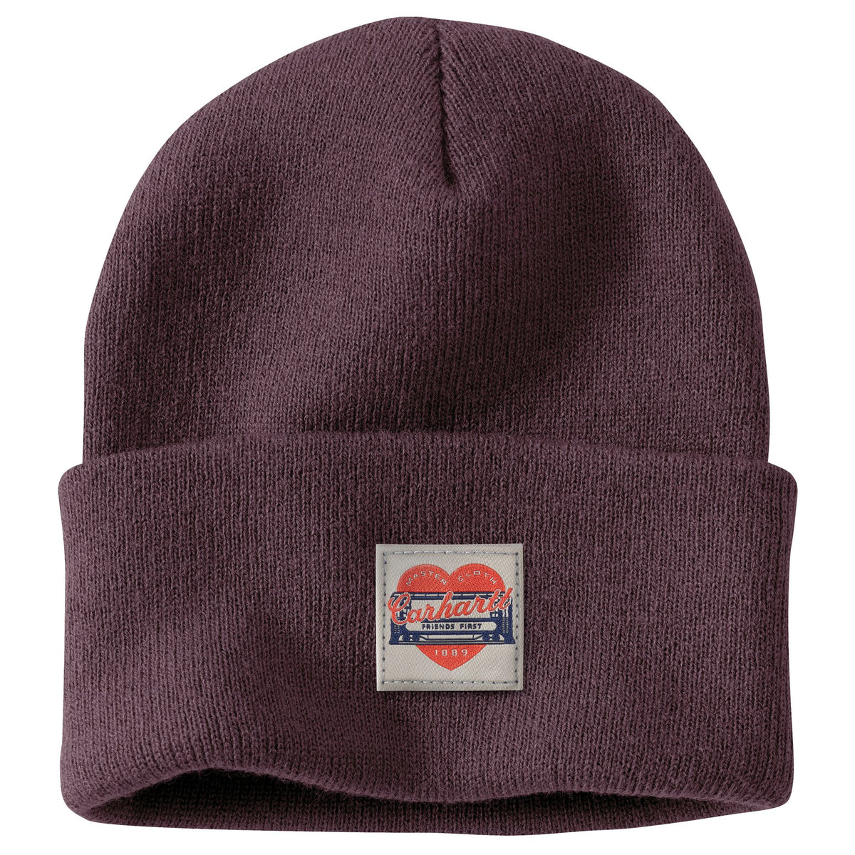 Carhartt Women's Rib Knit Heart Patch Logo Beanie Hats & Caps Carhartt Deep Cherrywood OS