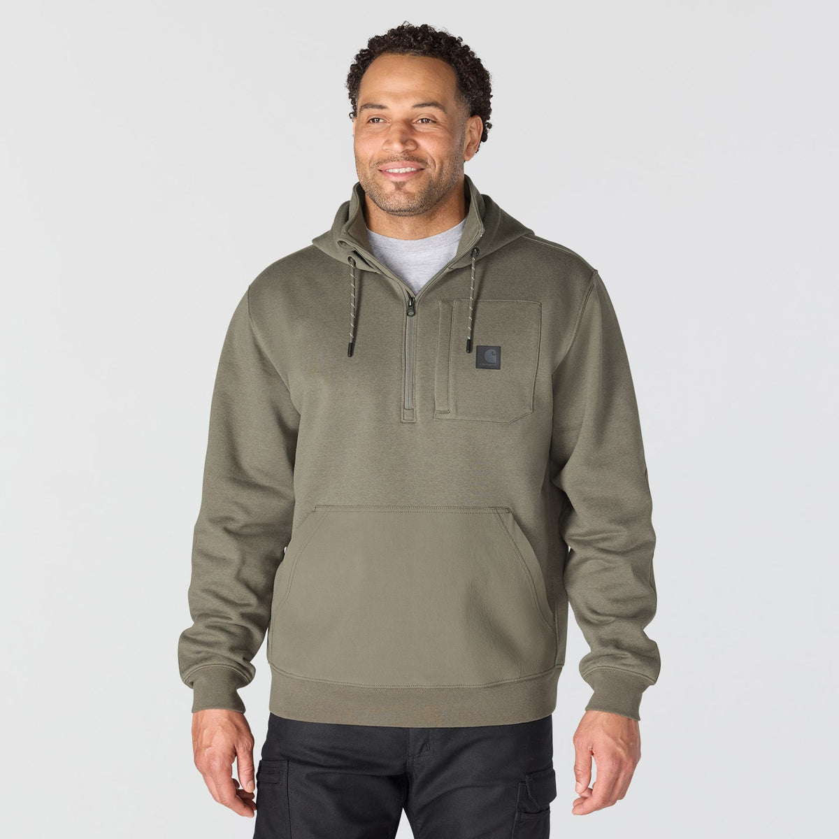 Carhartt Men's Steel Bridgeport Relaxed Fit 1/2 Zip Hoodie Sweatshirts & Hoodies Carhartt Mud Gray 2XL Reg