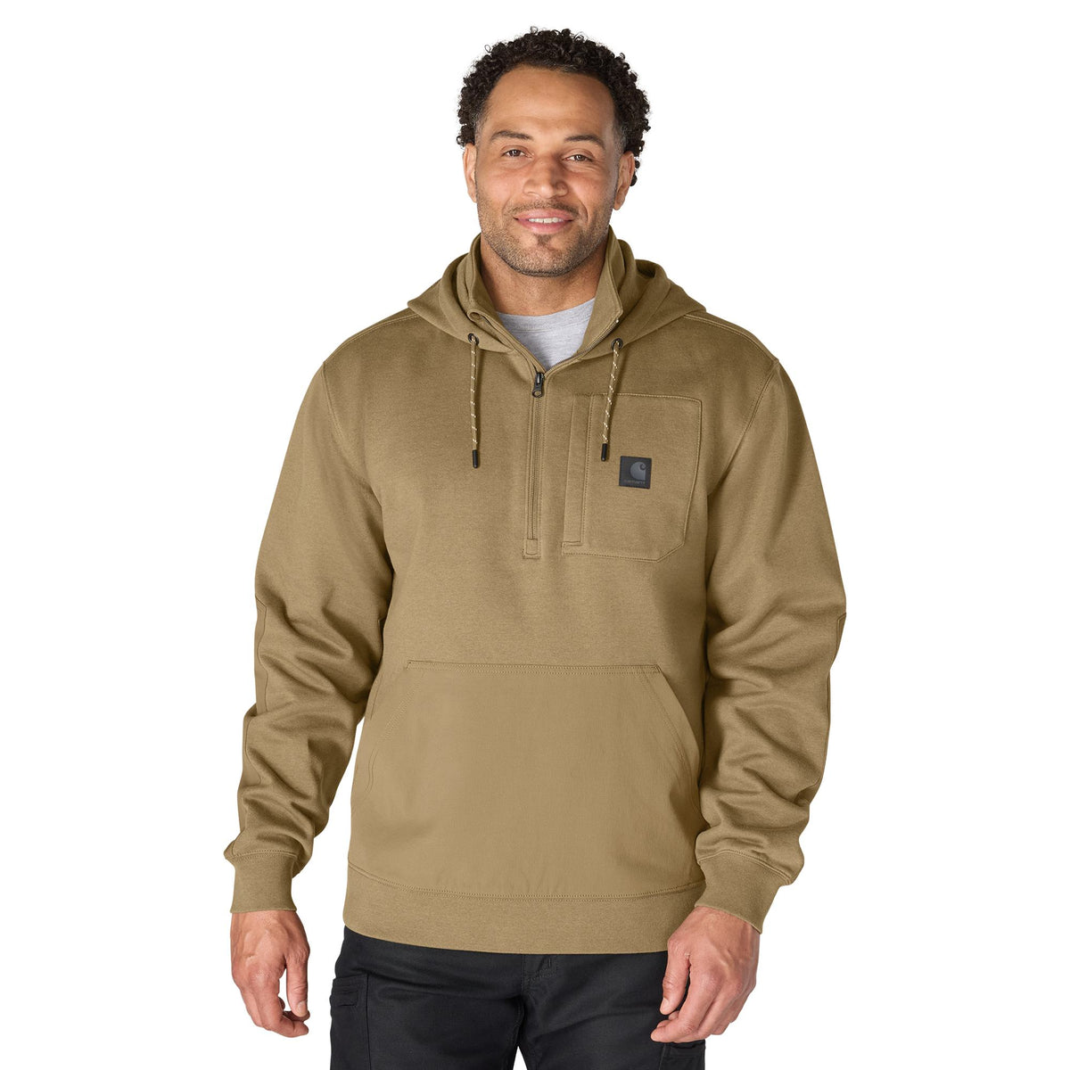 Carhartt Men's Steel Bridgeport Relaxed Fit 1/2 Zip Hoodie Sweatshirts & Hoodies Carhartt Field Fatigue 2XL Reg