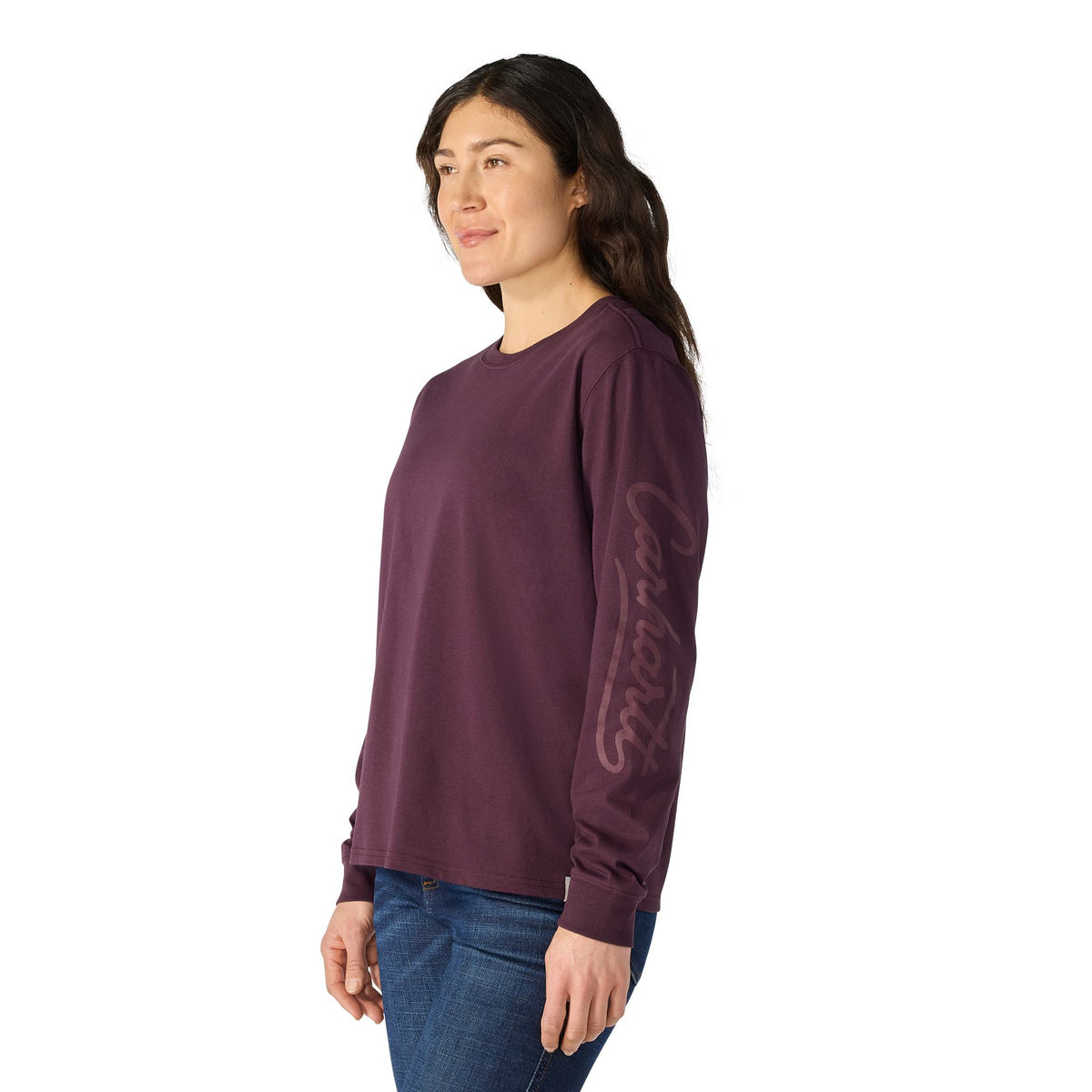 Carhartt Women's Irvine Loose Fit Logo Script Long Sleeve T-Shirt Long Sleeve T-Shirts Carhartt