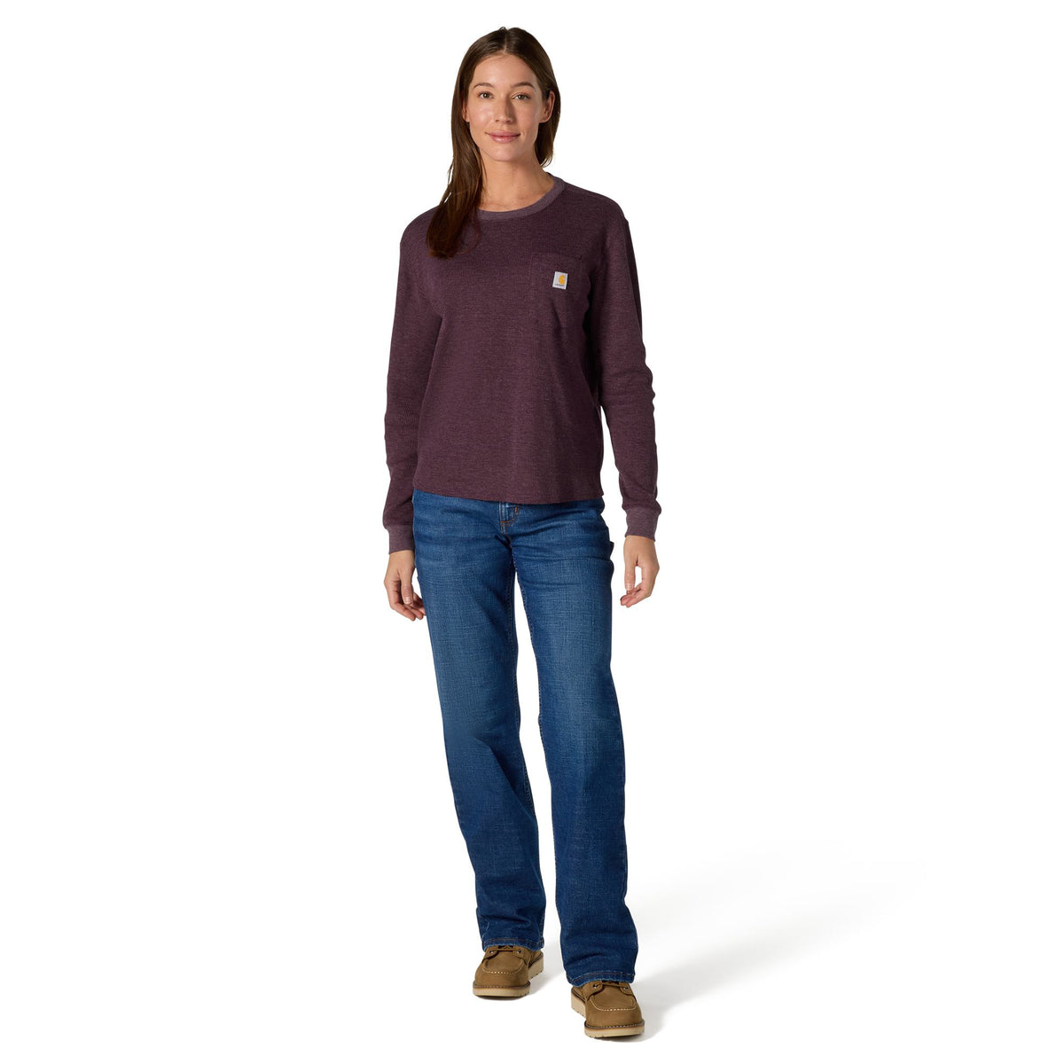 Carhartt Women's Waffle Knit Loose Fit Long Sleeve Pocket T-Shirt