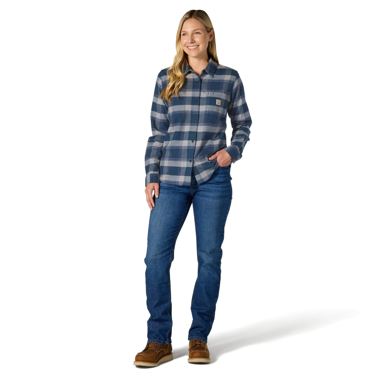 Carhartt Women's Hamilton Relaxed Fit Button-Up Plaid Long Sleeve Work Shirt Carhartt