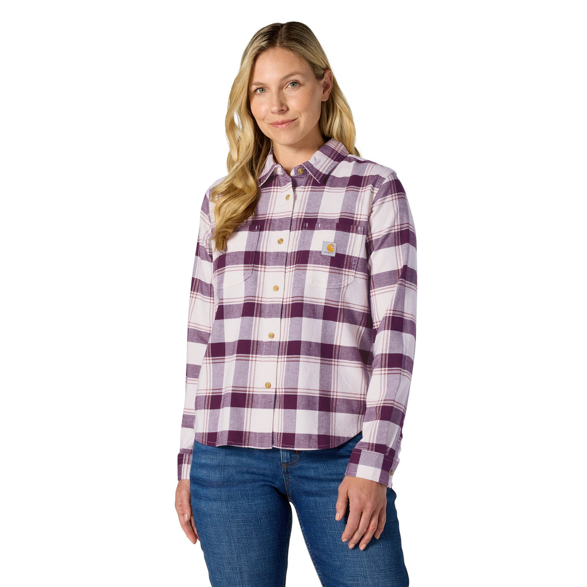 Carhartt Women's Hamilton Relaxed Fit Button-Up Plaid Long Sleeve Work Shirt