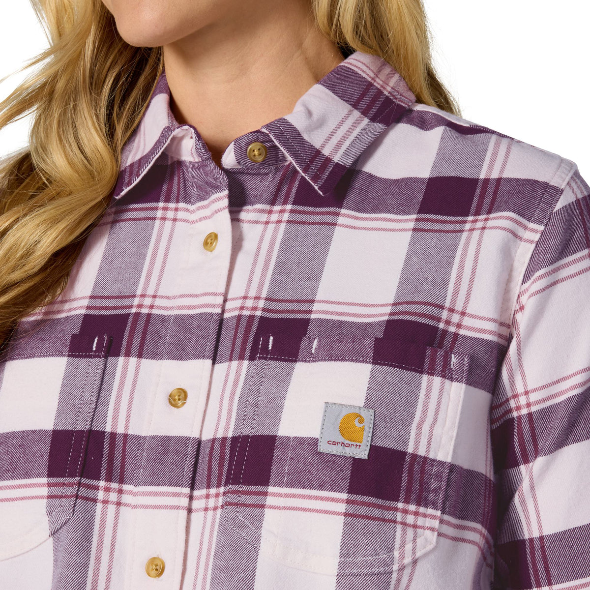 Carhartt Women's Hamilton Relaxed Fit Button-Up Plaid Long Sleeve Work Shirt