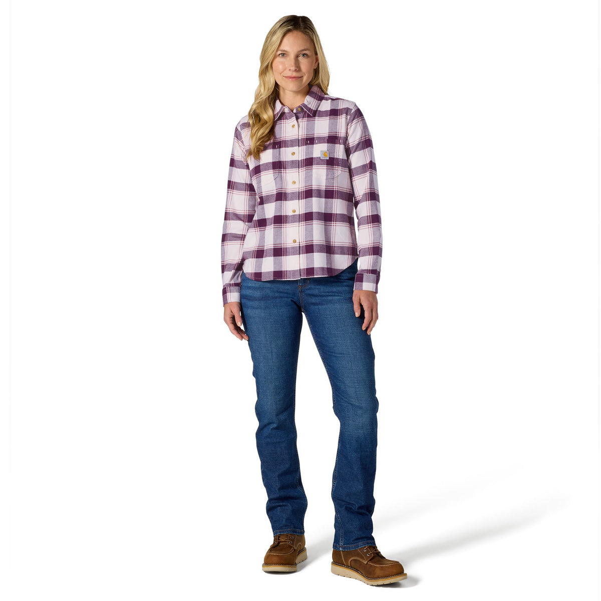 Carhartt Women's Hamilton Relaxed Fit Button-Up Plaid Long Sleeve Work Shirt Carhartt