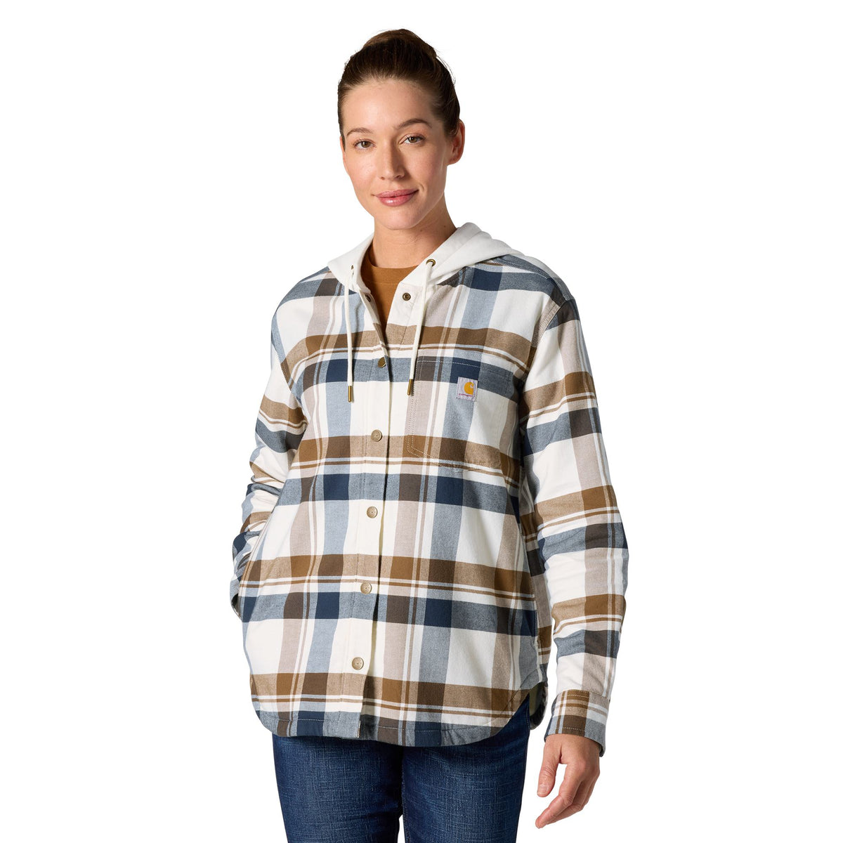 Carhartt Women's Hamilton Plaid Loose Fit Hooded Shirt Jac