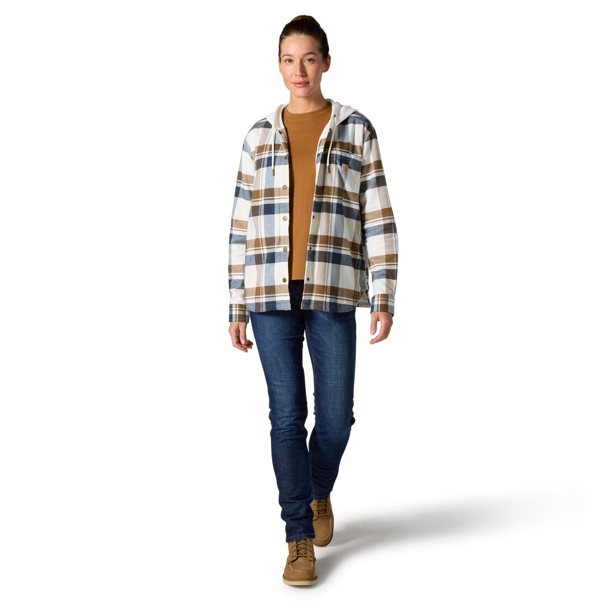 Carhartt Women's Hamilton Plaid Loose Fit Hooded Shirt Jac