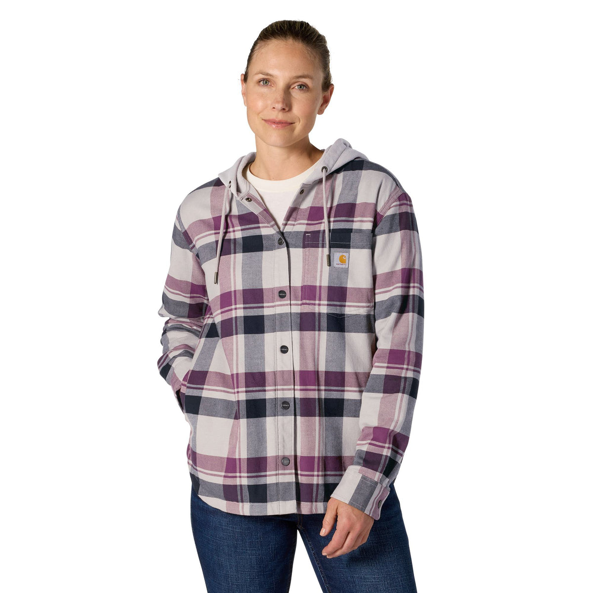 Carhartt Women's Hamilton Plaid Loose Fit Hooded Shirt Jac
