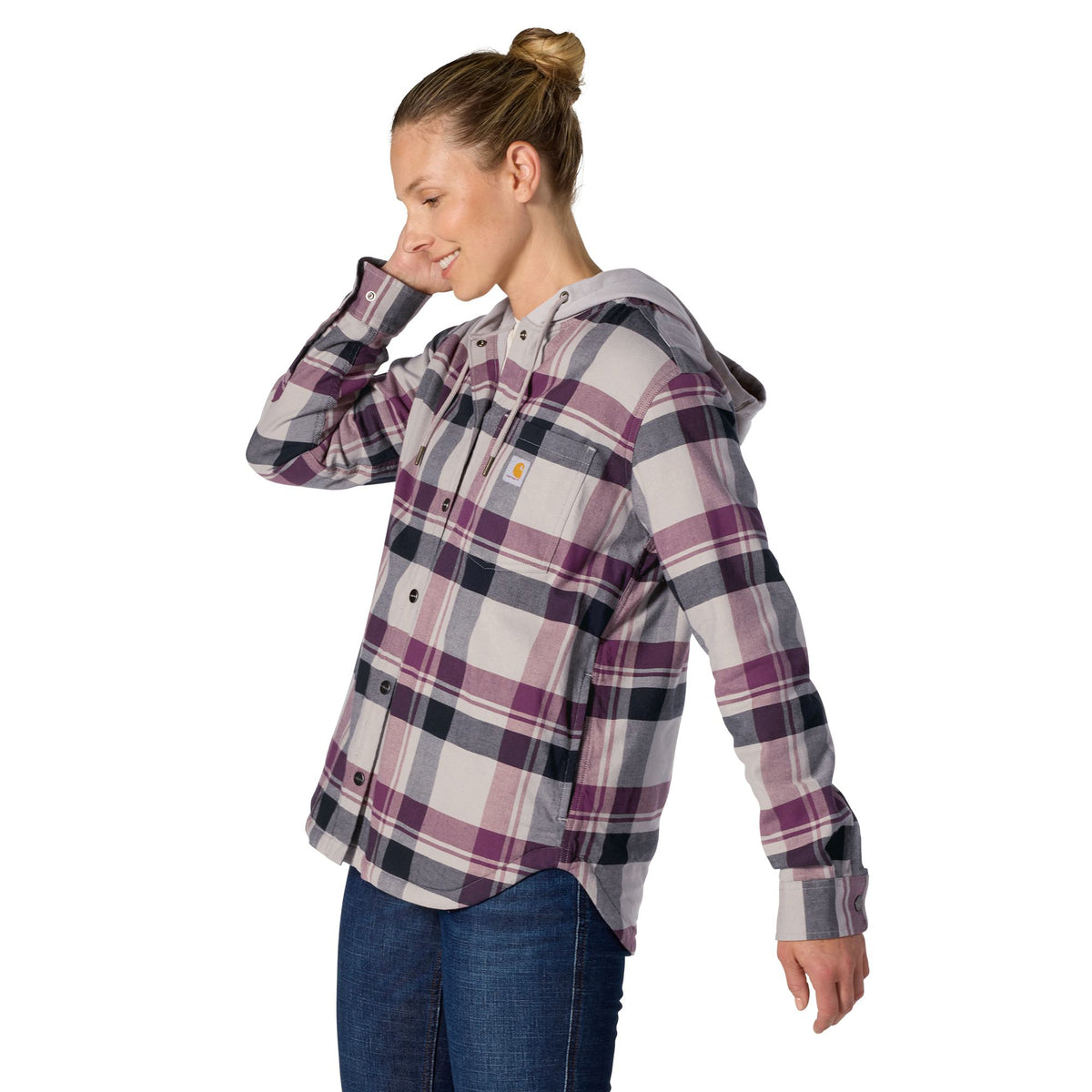 Carhartt Women's Hamilton Plaid Loose Fit Hooded Shirt Jac