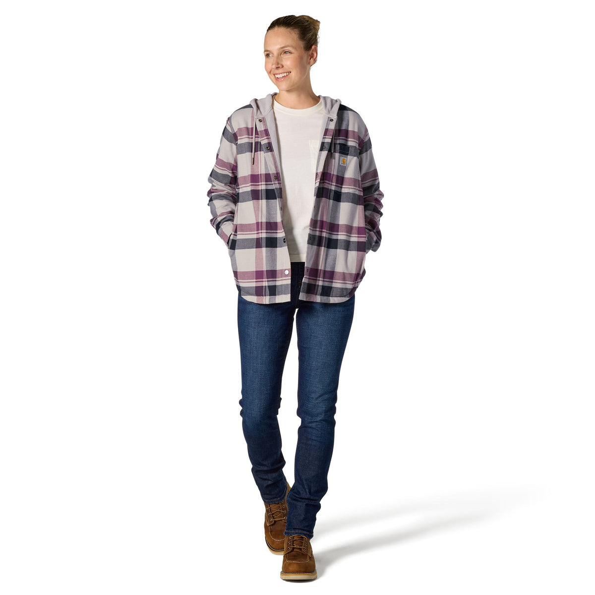 Carhartt Women's Hamilton Plaid Loose Fit Hooded Shirt Jac