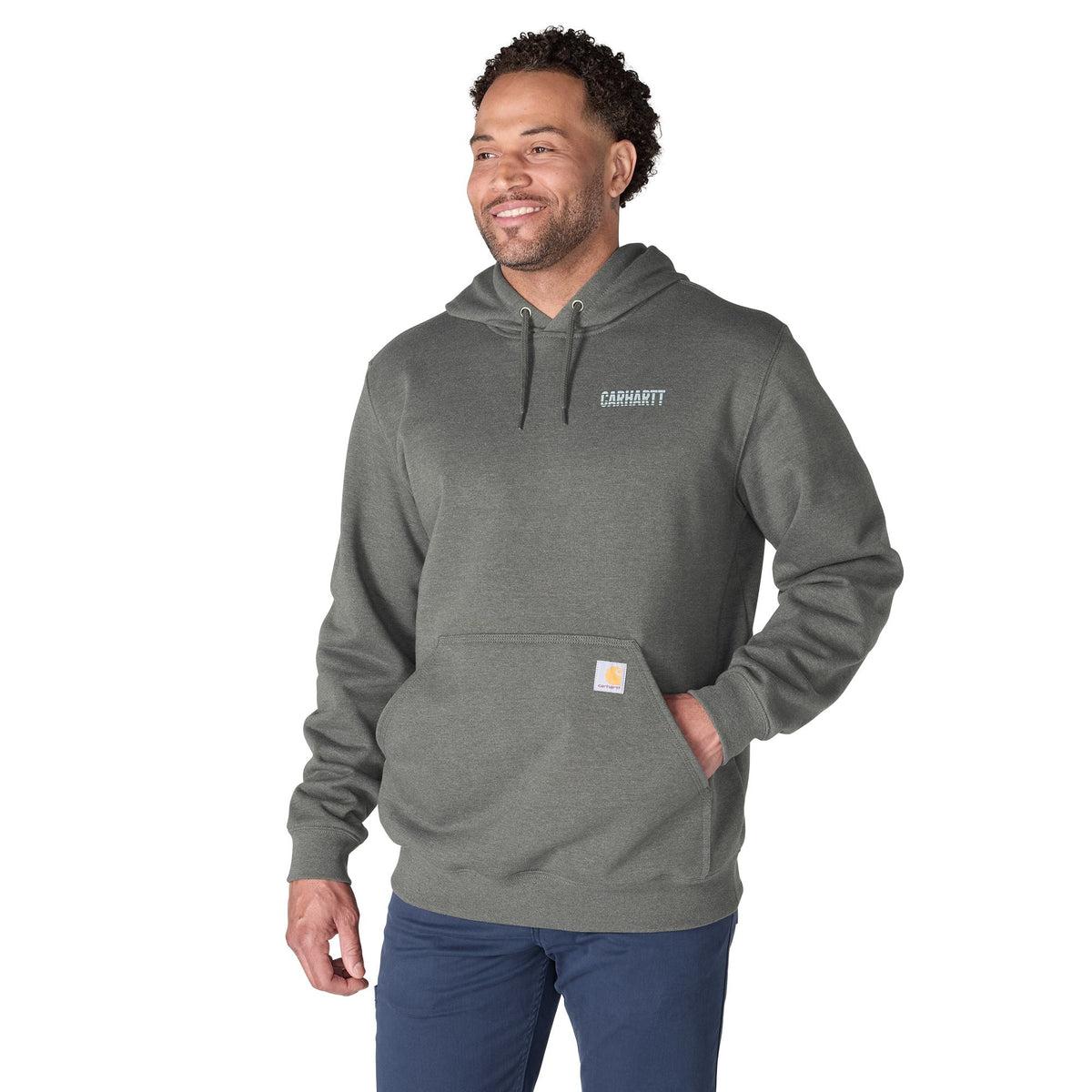 Carhartt Men's Paxton Logo Graphic Loose Fit Hoodie Sweatshirts & Hoodies Carhartt Carbon Heather 2XL Reg