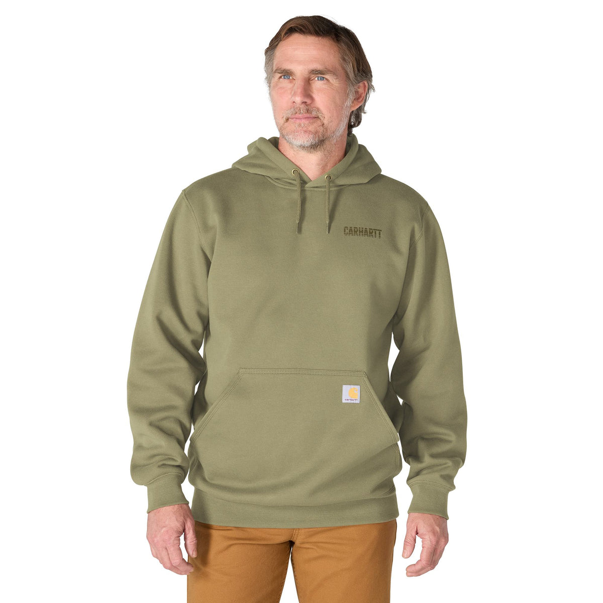 Carhartt Men's Paxton Logo Graphic Loose Fit Hoodie Sweatshirts & Hoodies Carhartt Dusty Olive 2XL Reg