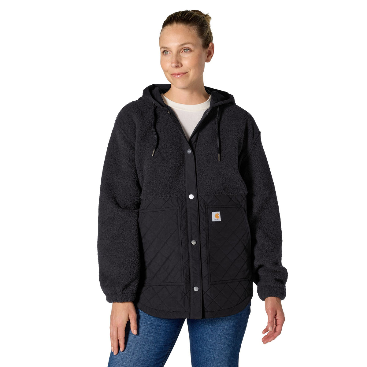 Carhartt Women's Highland Loose Fit Snap-Up Hooded Shirt Jac Sweatshirts & Hoodies Carhartt Black 2XL Reg