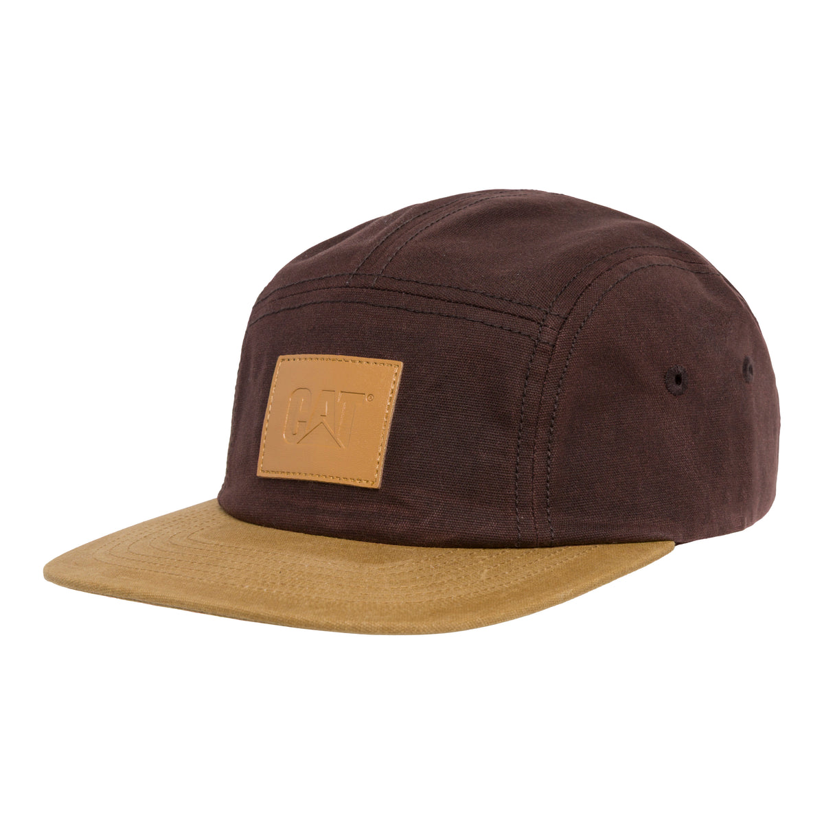 CAT Waxed Canvas Logo Patch Flat Bill Cap Hats & Caps CAT Coffee Bean OS
