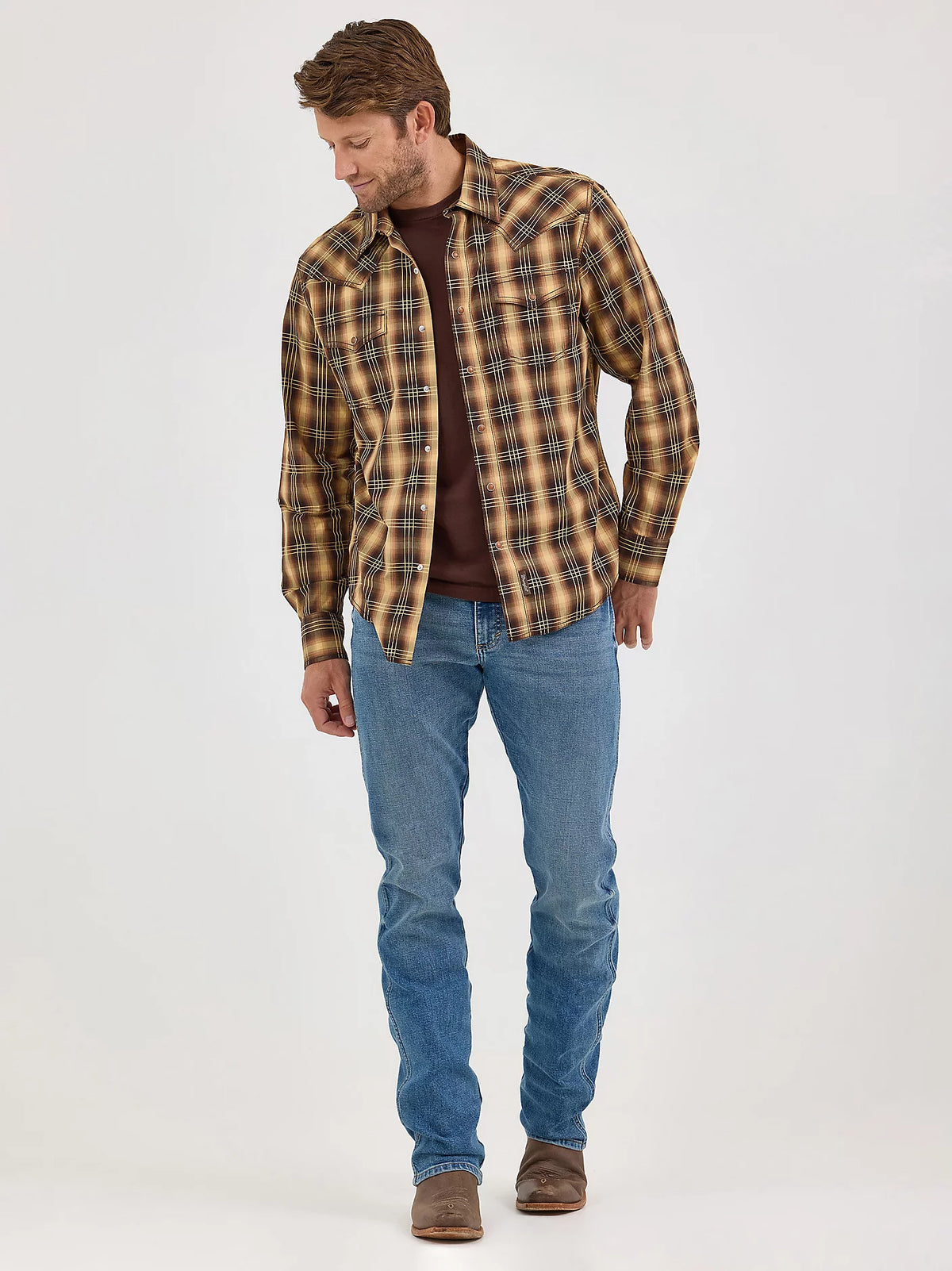 Wrangler Men's Retro® Premium Cotton Snap-Front Long Sleeve Work Shirt Work Shirts Wrangler