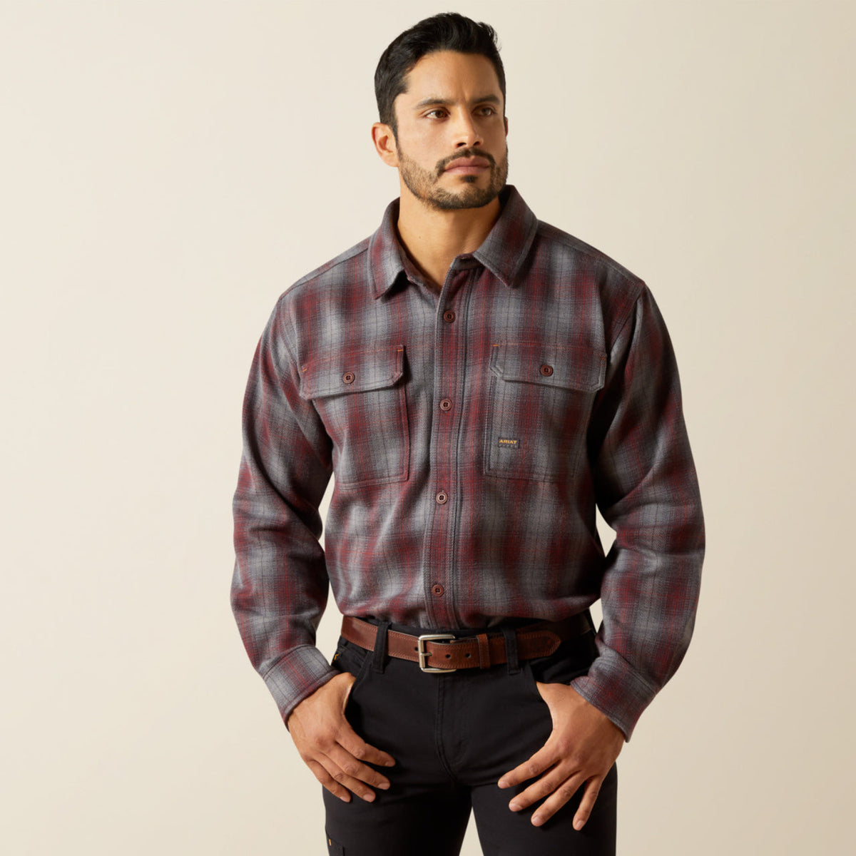 Ariat Men's Rebar Heavy Long Sleeve Flannel Work Shirt Work Shirts Ariat Charcoal 2XL Reg