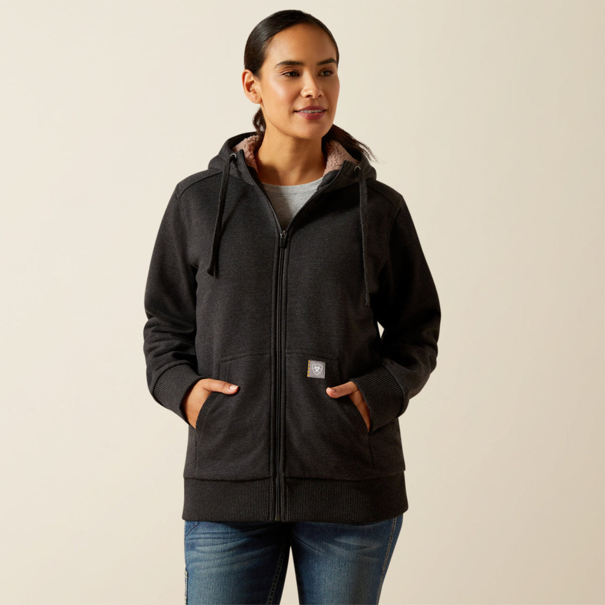 Ariat Women's Rebar Sherpa-Lined Full Zip Hoodie Sweatshirts & Hoodies Ariat Charcoal Heather 1XL Plus