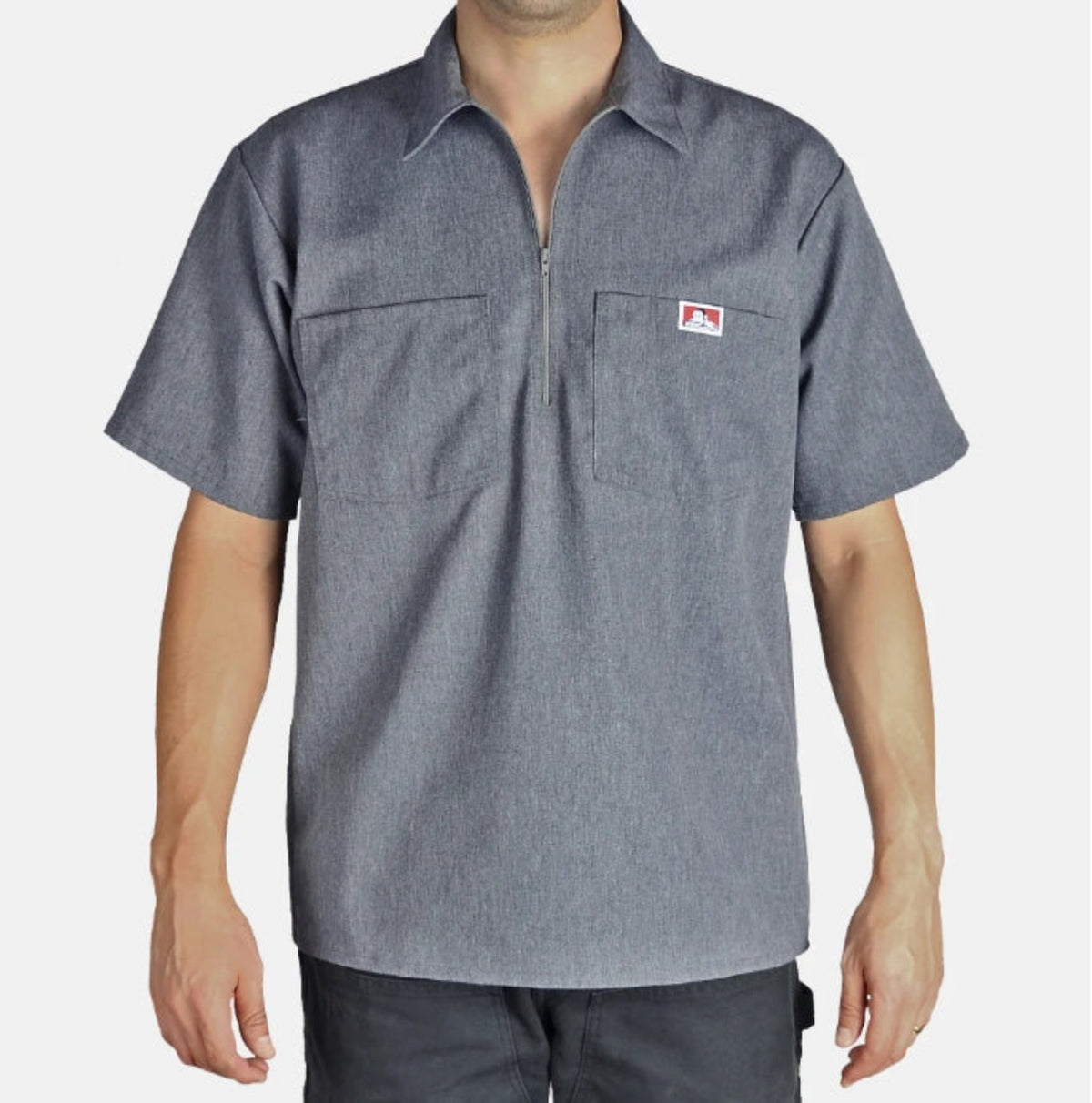 Ben Davis Men's Solid 1/2 Zip Short Sleeve Work Shirt Work Shirts Ben Davis Charcoal Heather 2XL Reg