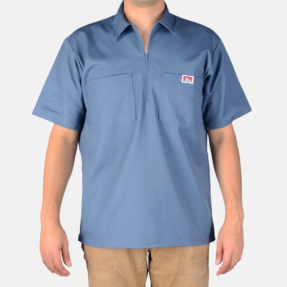 Ben Davis Men's Solid 1/2 Zip Short Sleeve Work Shirt Work Shirts Ben Davis