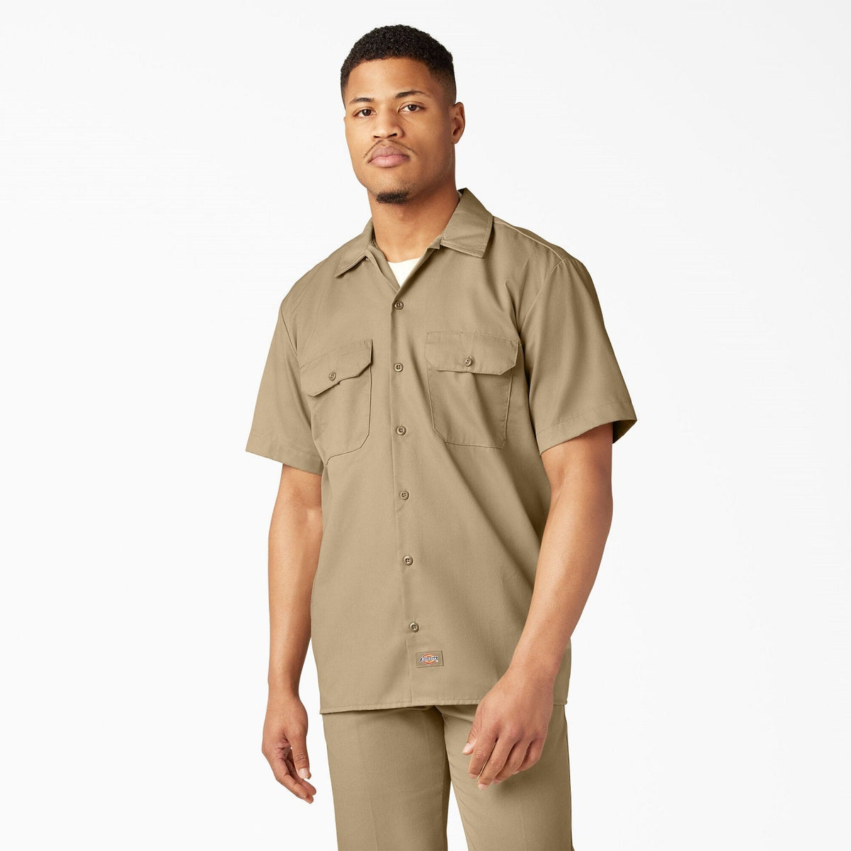 Dickies Men's Short Sleeve Work Shirt Work Shirts Dickies Khaki 2XL Reg