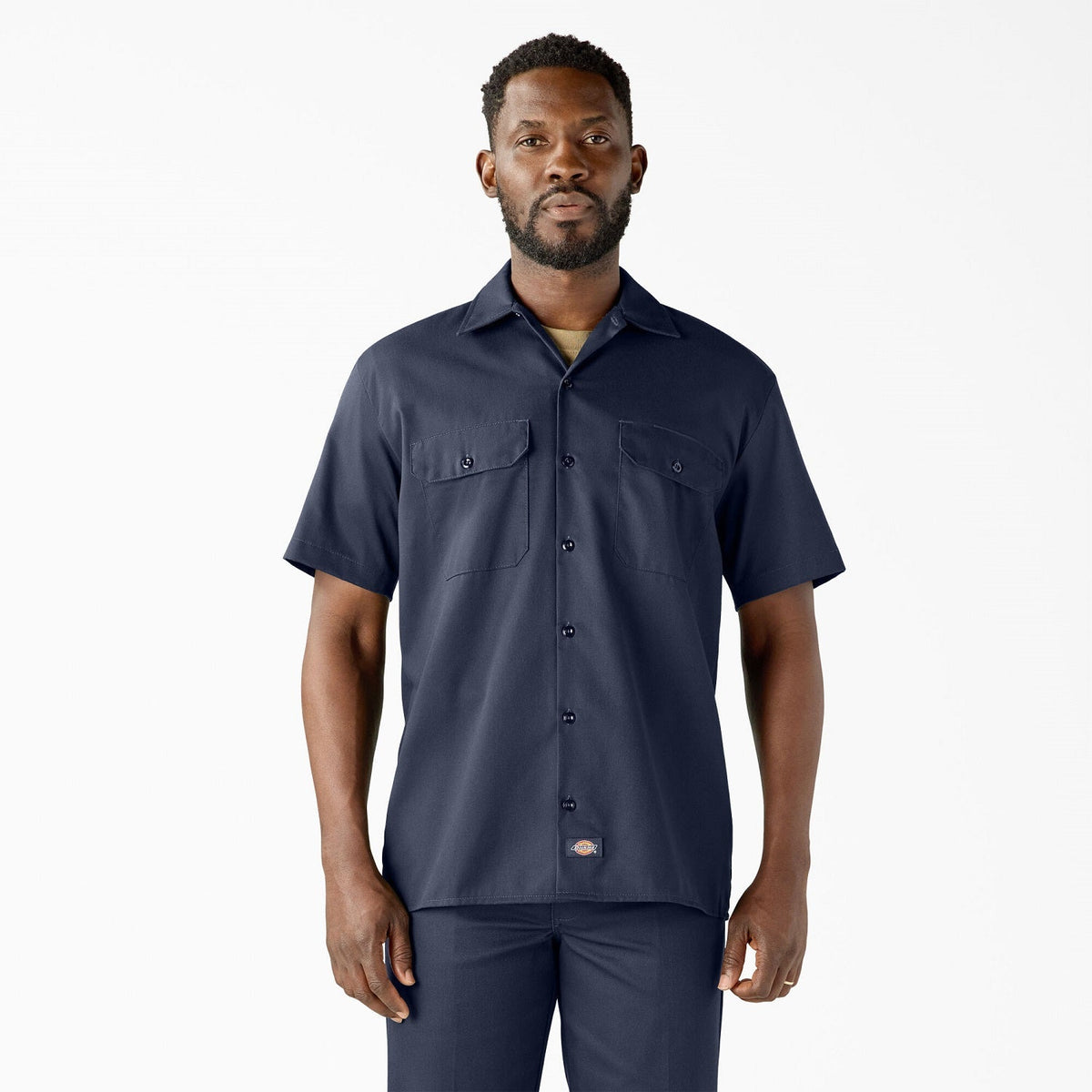 Dickies Men's Short Sleeve Work Shirt_Navy - KO, pfas - Work World - Workwear, Work Boots, Safety Gear