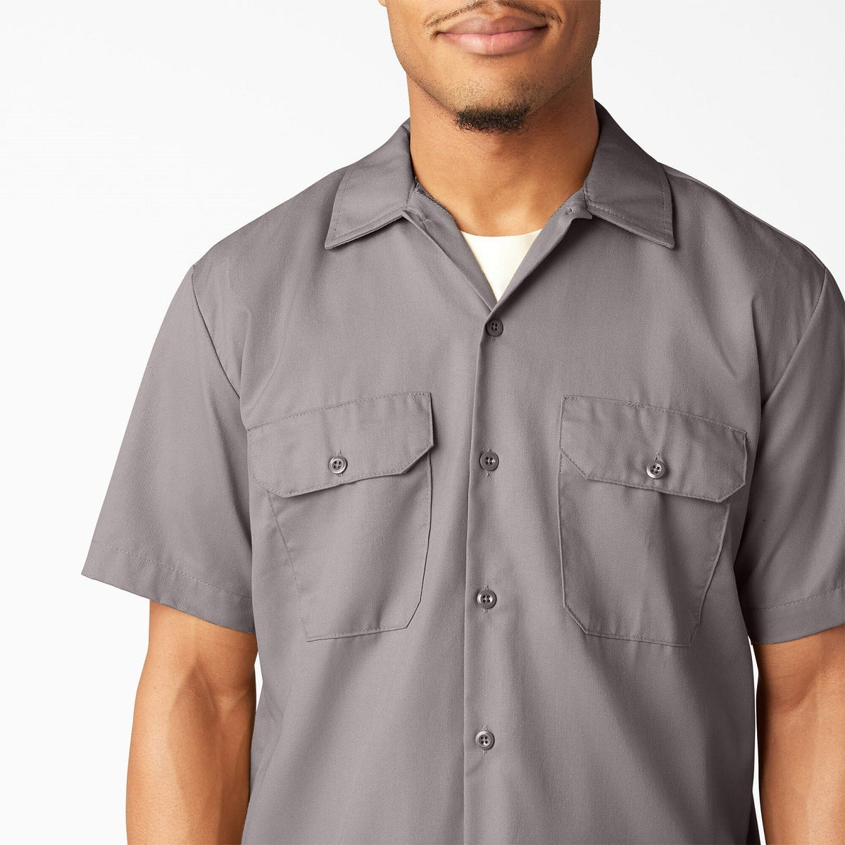 Dickies Men's Short Sleeve Work Shirt_Silver - KO, pfas - Work World - Workwear, Work Boots, Safety Gear