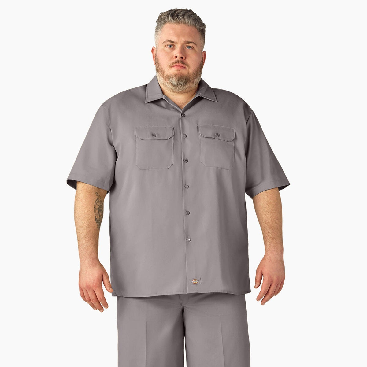 Dickies Men's Short Sleeve Work Shirt_Silver - KO, pfas - Work World - Workwear, Work Boots, Safety Gear
