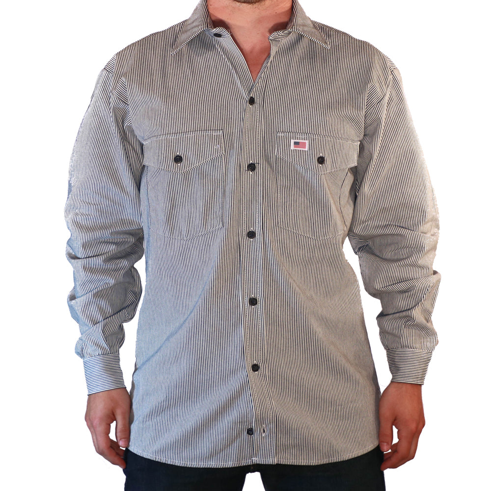 Whistle Workwear Men&#39;s Hickory Button-Down Long Sleeve Work Shirt - Work World - Workwear, Work Boots, Safety Gear