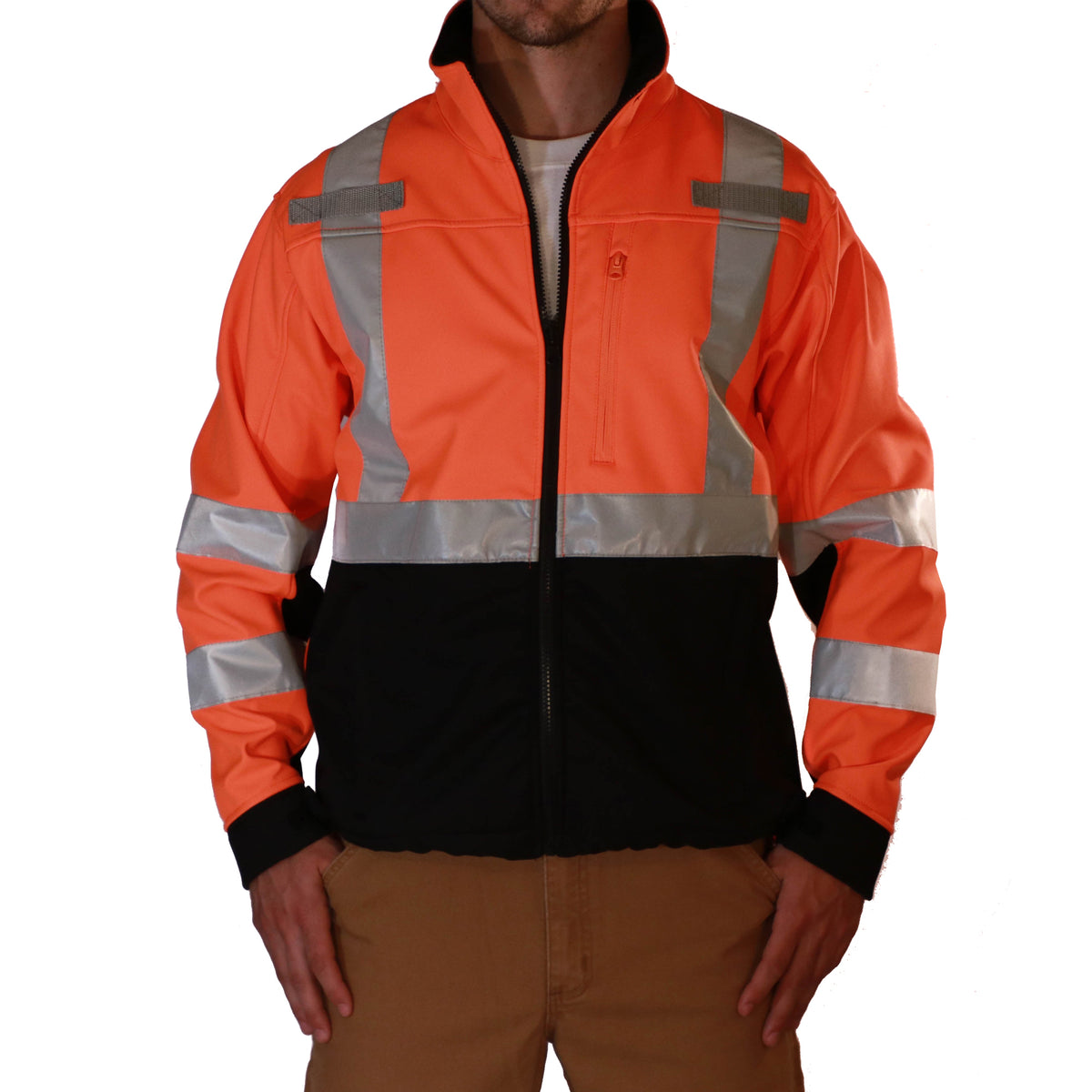 2W International Men&#39;s Class 3 Hi-Vis Soft Shell Jacket_Hi-Vis Orange - Work World - Workwear, Work Boots, Safety Gear