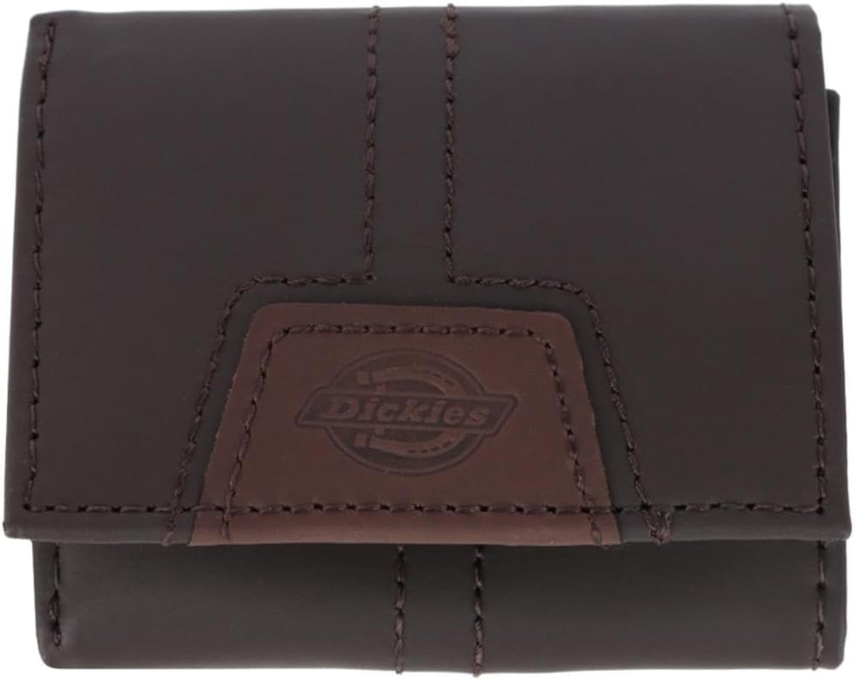 Dickies Leather Logo Patch Trifold Wallet Wallets Dickies Brown OS