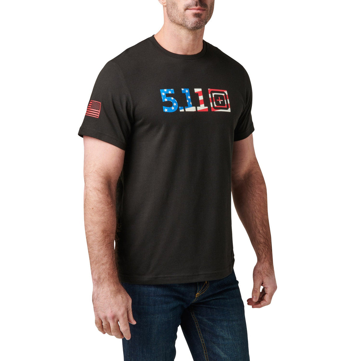 5.11 Tactical Men's USA Flag Fill Logo Graphic T-Shirt T-Shirts 5.11 Tactical Black 2XL Reg