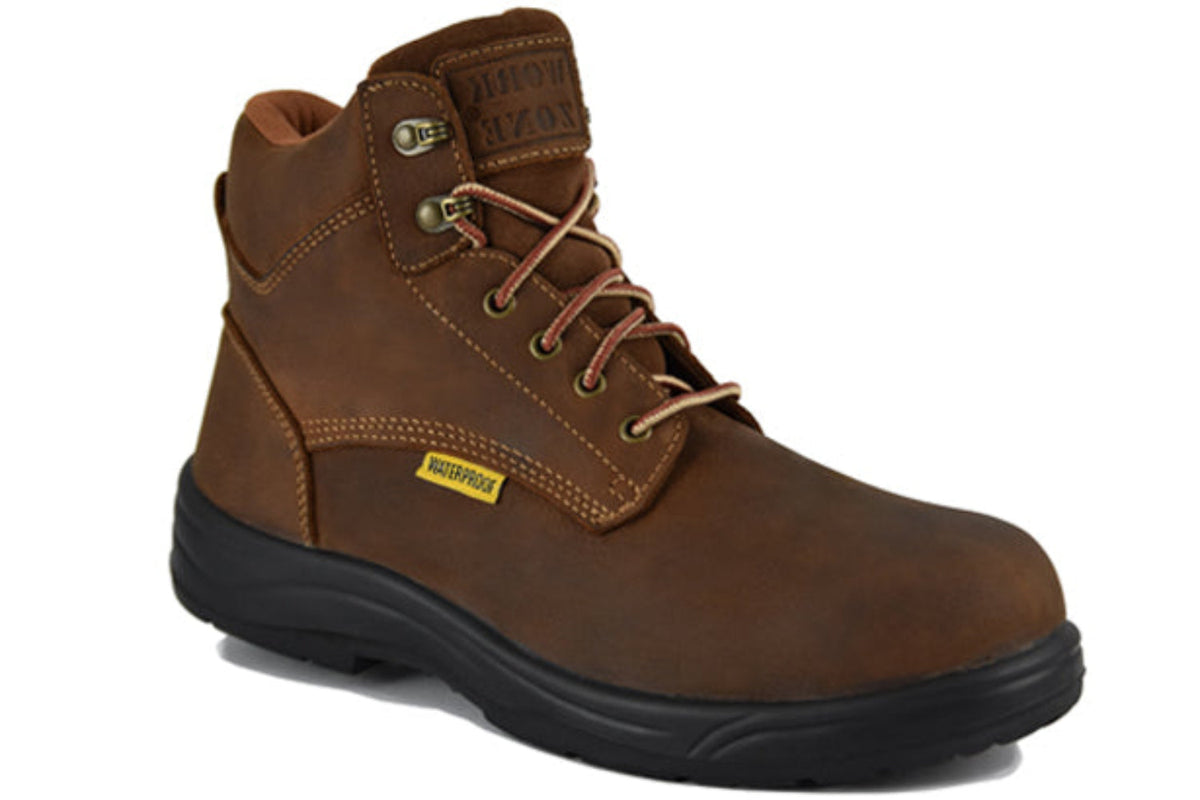 Work Zone Men's 6" Waterproof EH Steel Toe Work Boot Work Boots Work Zone Brown 10 M