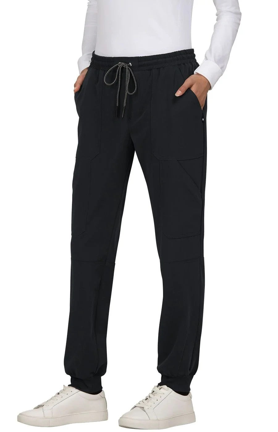 koi Women's Next Gen Good Vibe Women's 7-Pocket Stretch Scrub Pant Scrubs koi Black 2XL Petite