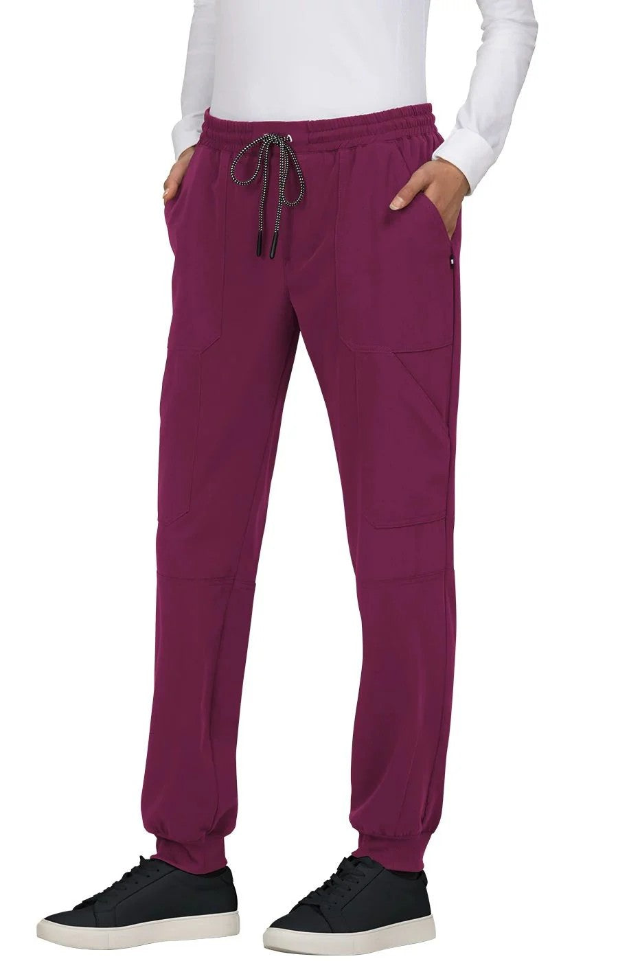 koi Women's Next Gen Good Vibe Women's 7-Pocket Stretch Scrub Pant Scrubs koi Wine 2XL Petite