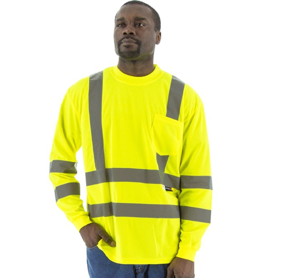Majestic Men's Hi-Vis Long Sleeve Shirt Long Sleeve T-Shirts Majestic Hi-Vis Yellow 2XL Reg